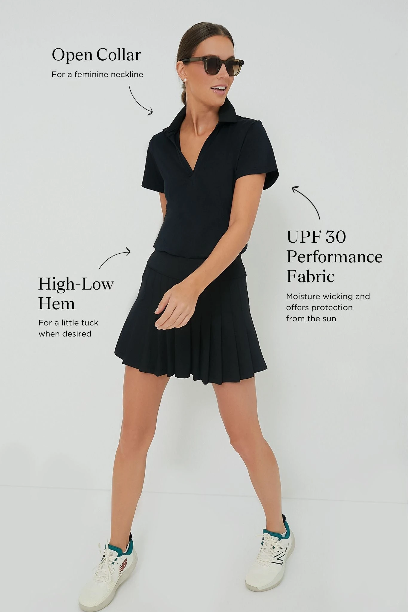 Black Short Sleeve Performance Jersey Caroline Polo 5 Black Short Sleeve Performance Jersey Caroline Polo - Image 3