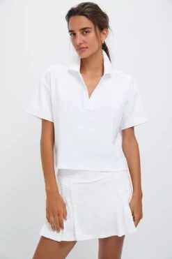 White Performance Jersey Cropped Caroline Polo