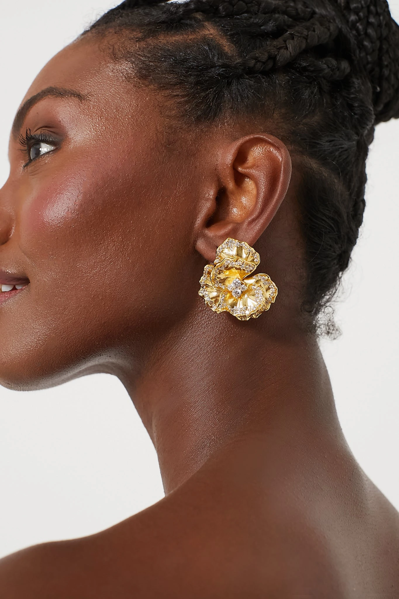 Embellished Golden Pansy Earrings 4 Embellished Golden Pansy Earrings - Image 2