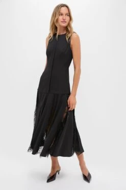 Black Mixed-Media Coco Maxi Dress