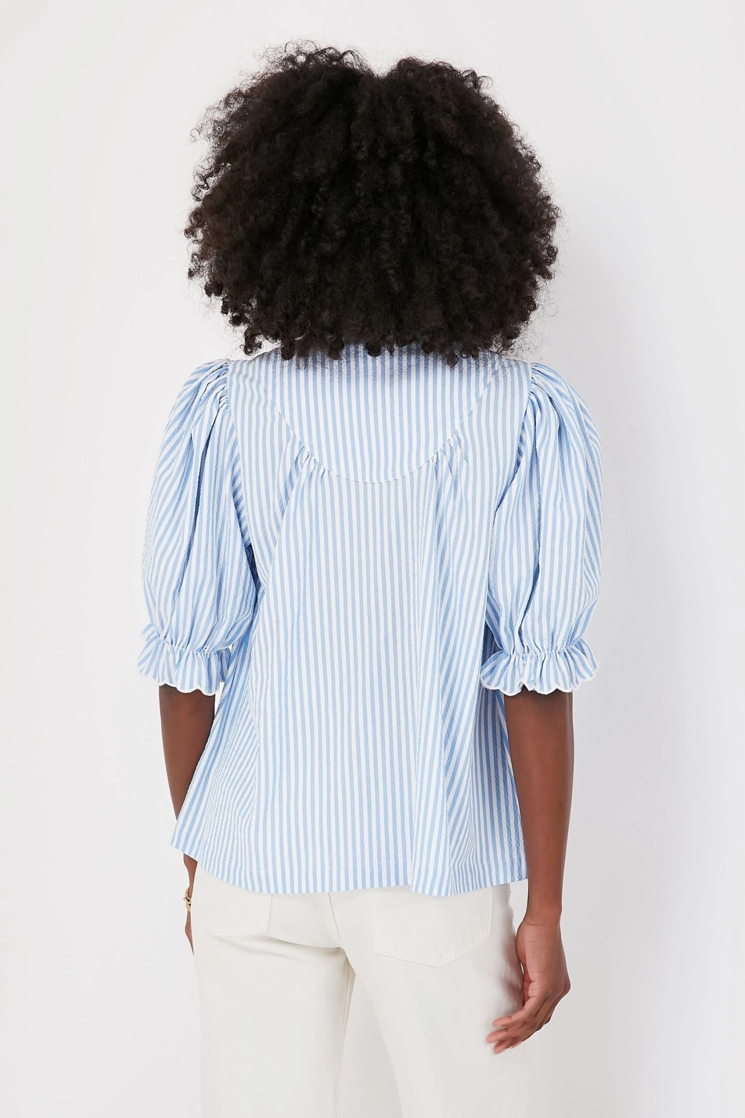 Blue Stripe Selena Blouse 6 Blue Stripe Selena Blouse - Image 4