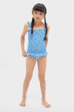 Blue Floral Smocked One Piece With Ruffle Skirt -Urban Motion 3vBpfUifimcWrpYgfV9AFnQyXrwS8BA2 1