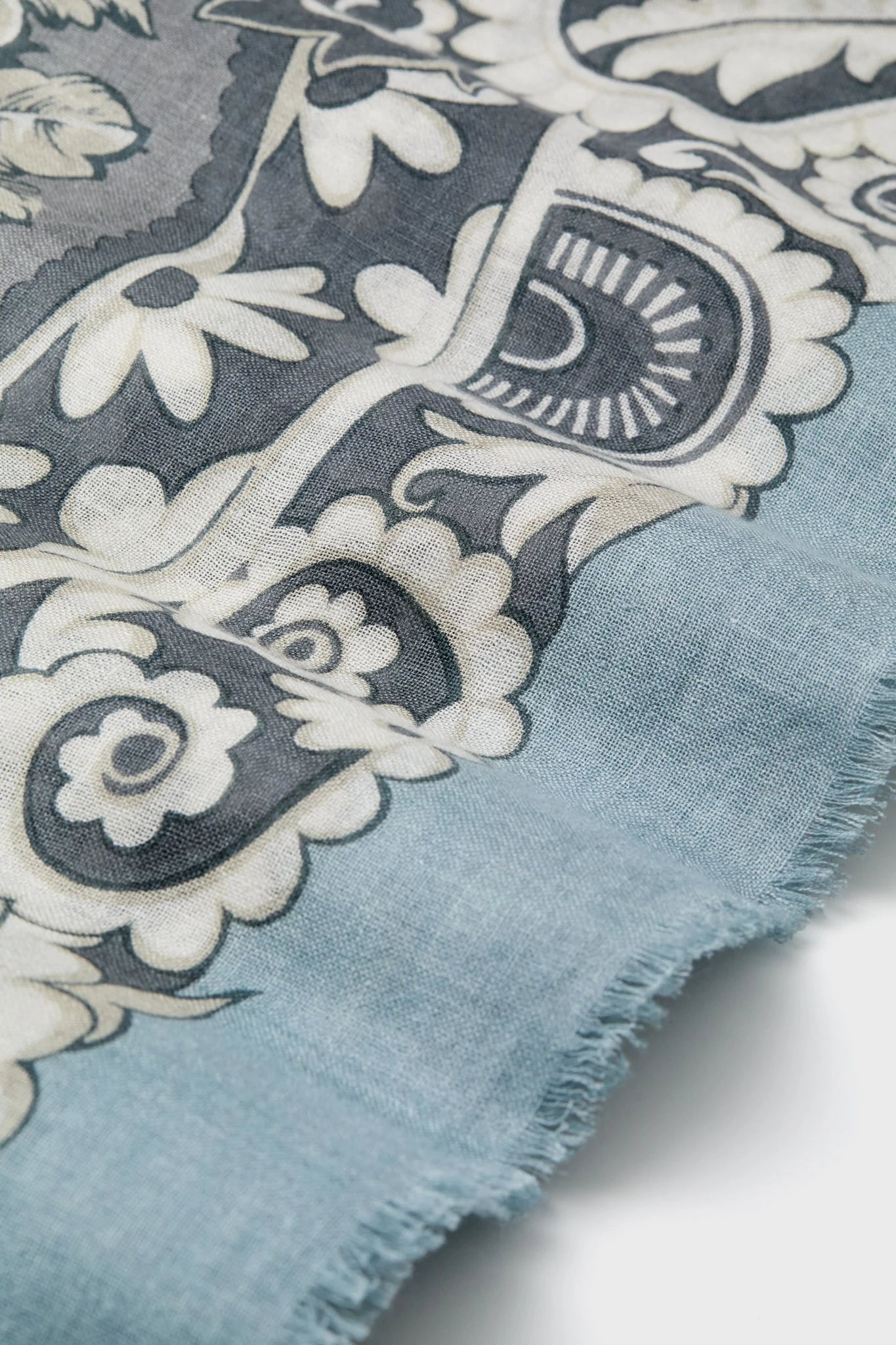 Blue Filigree Silk Cashmere Blend Large Scarf 7 Blue Filigree Silk Cashmere Blend Large Scarf - Image 5