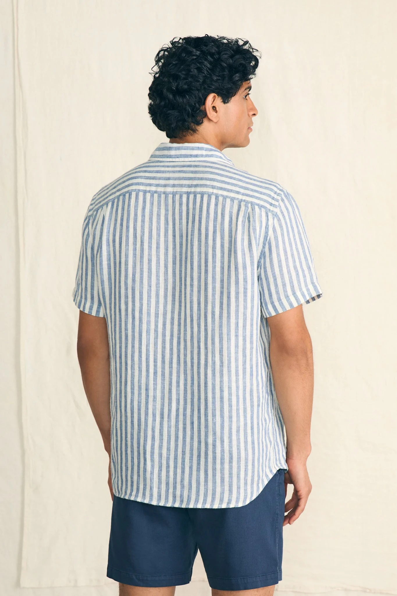 Ivory Stripe Short Sleeve Palma Linen Shirt 7 Ivory Stripe Short Sleeve Palma Linen Shirt - Image 5