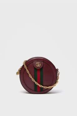 Gucci Red Mini Round Ophidia Leather Crossbody Bag