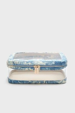 Misty Blue Toile PVC Large Vanity Case