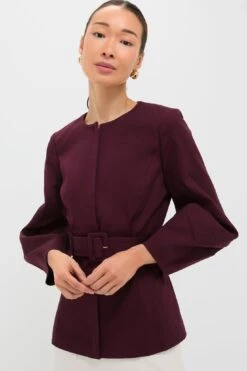 Oxblood Long Sleeve Structured Rhoda Tunic Top