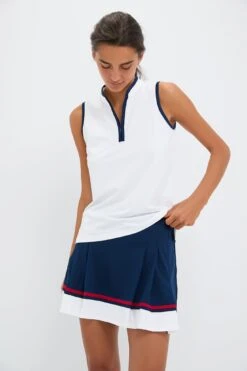 White Sleeveless Performance Jersey Connors Mock Neck