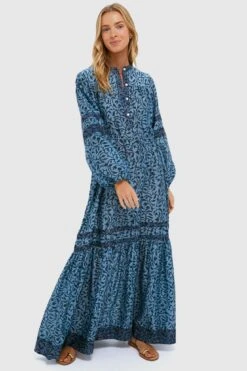 Indigo Midnight Vine Viviana Dress