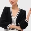 Black And Ivory Kaito Contrast Trim Crop Cardi