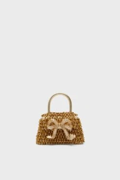 SELF PORTRAIT Gold Crystal Embroidery Micro Bag