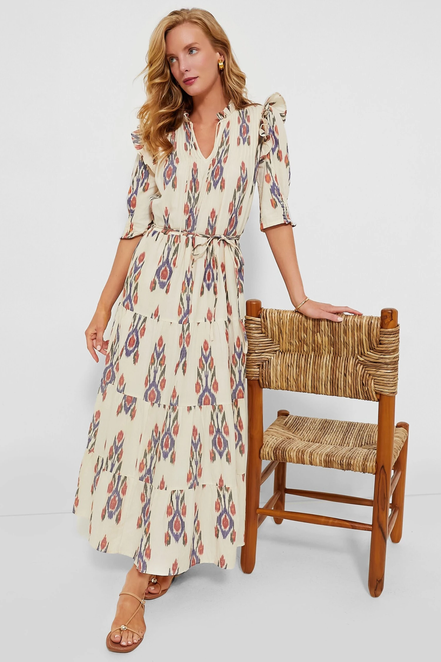 Sanford Cream Cinched Pintuck Maxi Dress 9 Sanford Cream Cinched Pintuck Maxi Dress - Image 7