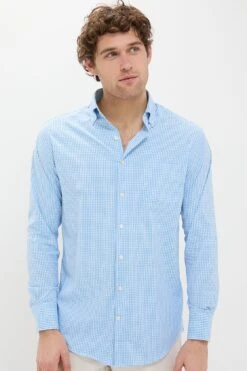 Peter Millar Seaport Blue Derwent Performance Twill Sport Shirt