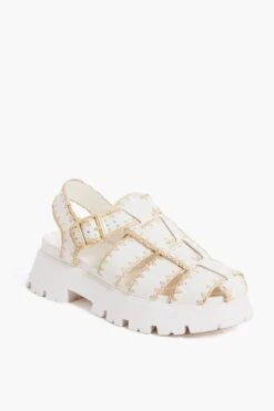 Loeffler Randall Cream Leather Talia Platform Fisherman Sandal