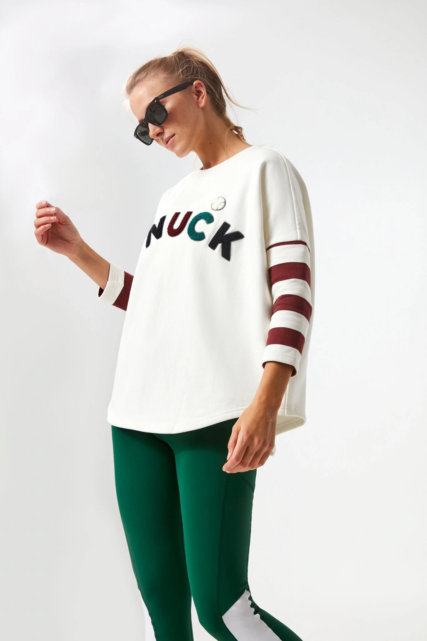 White Varsity Ally Swing Sweatshirt 3 White Varsity Ally Swing Sweatshirt
