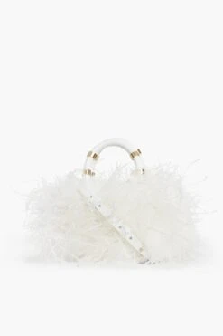 White Emily Feather Bag
