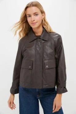Weekend Max Mara Dark Brown Berbice Leather Jacket