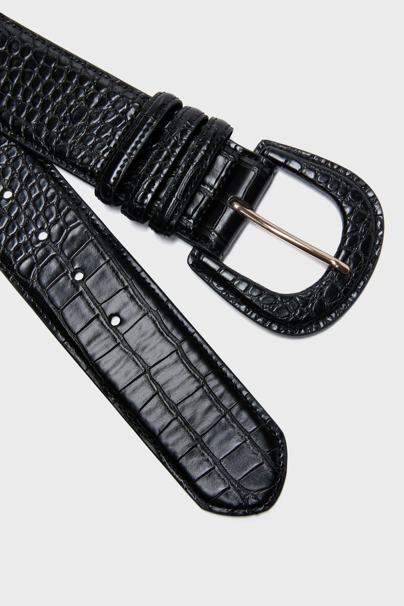 Black Croc-Embossed Waist Belt 6 Black Croc-Embossed Waist Belt - Image 4