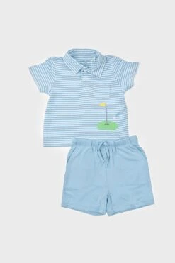 Blue Stripe Golf Polo Shirt And Short Set -Urban Motion B04hNakur1ILIfnZEFCsesKddvFc6lAP 1