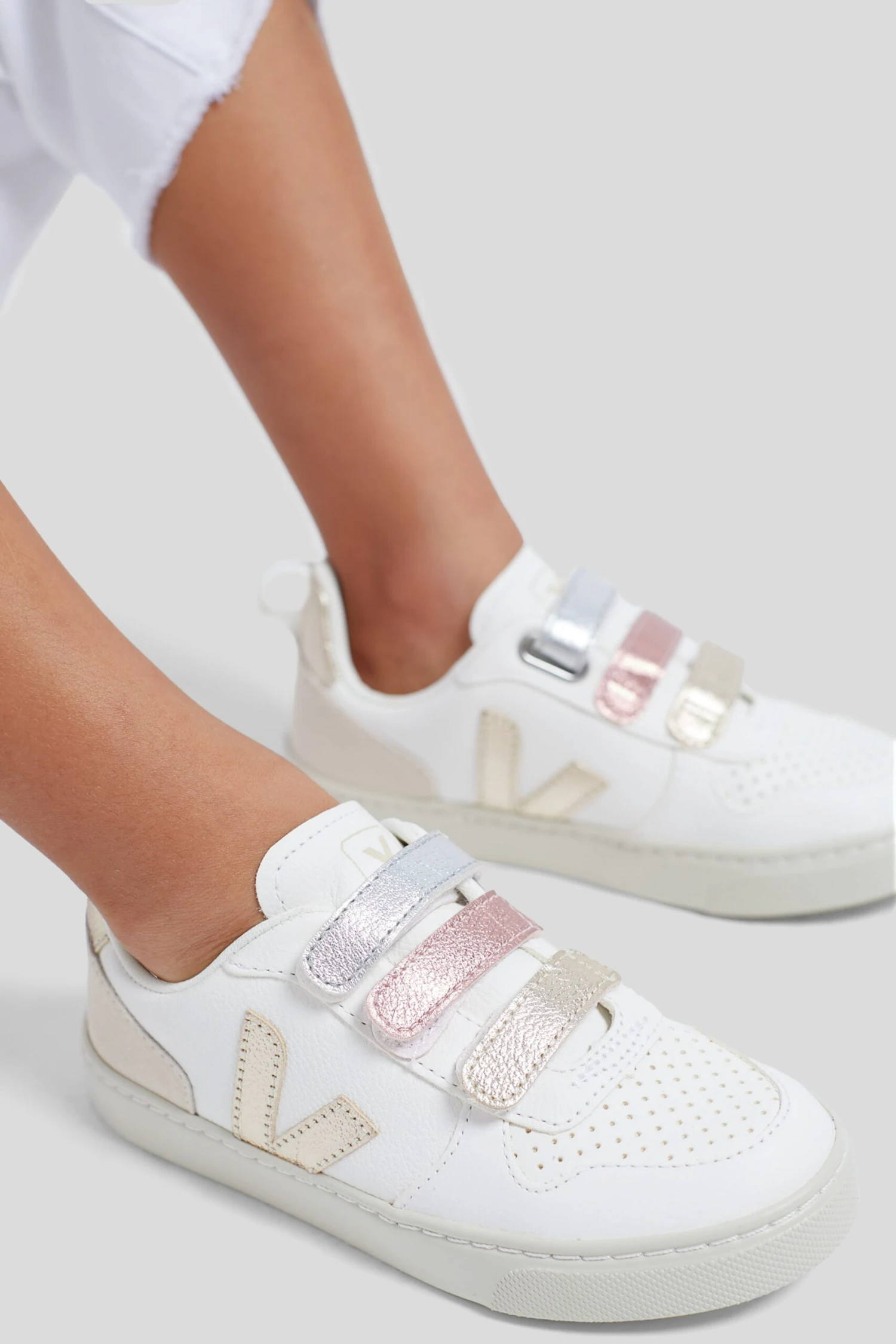 Veja Kids Multicolor Extra White Shiny Small V-10 Sneakers 4 Veja Kids Multicolor Extra White Shiny Small V-10 Sneakers - Image 2