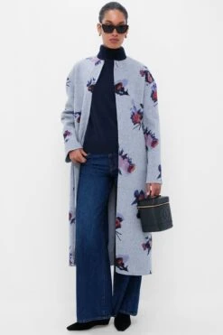 Erdem Painted Rose Grey Melange Oversize Belted Coat -Urban Motion BisBdGA6iamWHOTB6UebH76RsBGO4EIV 1