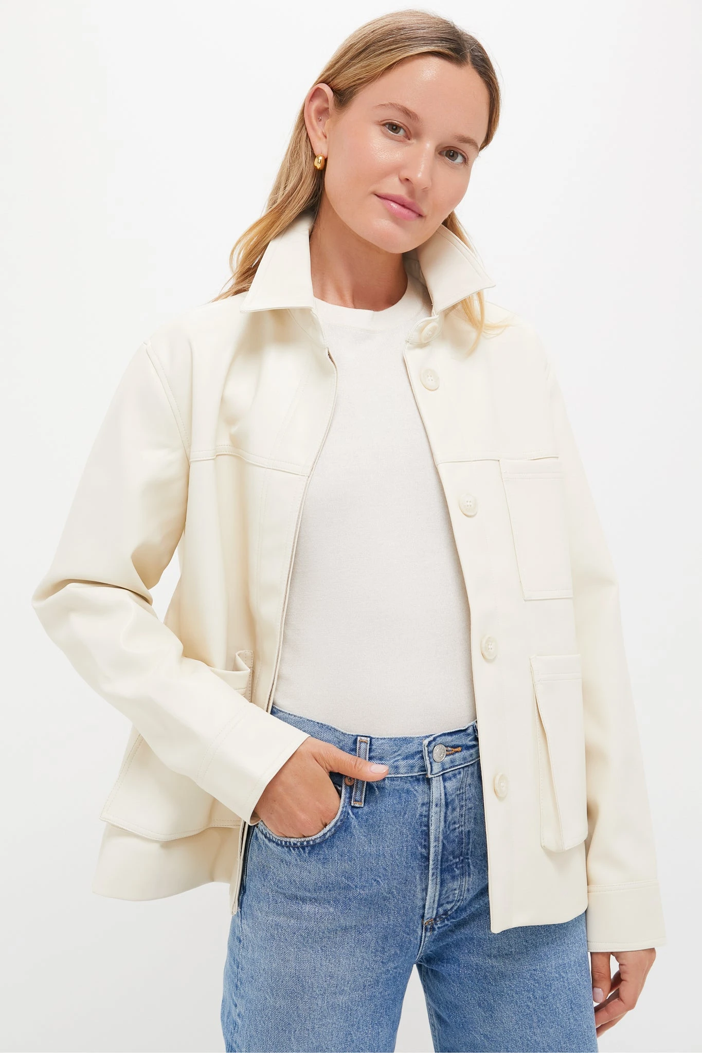 Ivory Telsey Faux Leather Jacket 3 Ivory Telsey Faux Leather Jacket