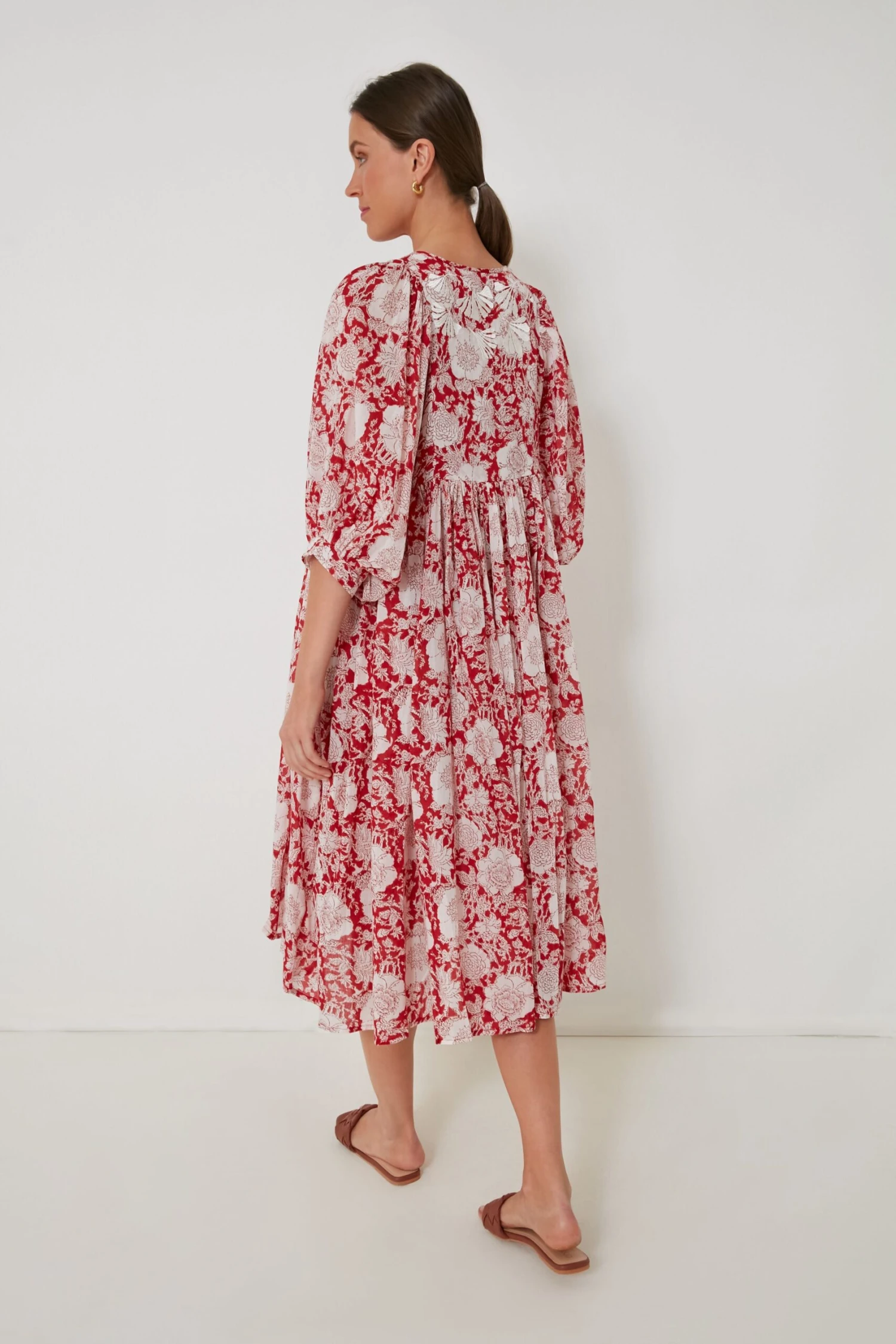 Red And White Flowers Kaala Midi Dress 6 Red And White Flowers Kaala Midi Dress - Image 4