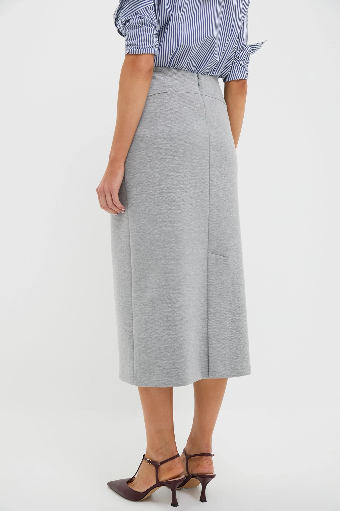 Gray Herringbone Rosewell Midi Skirt 6 Gray Herringbone Rosewell Midi Skirt - Image 4