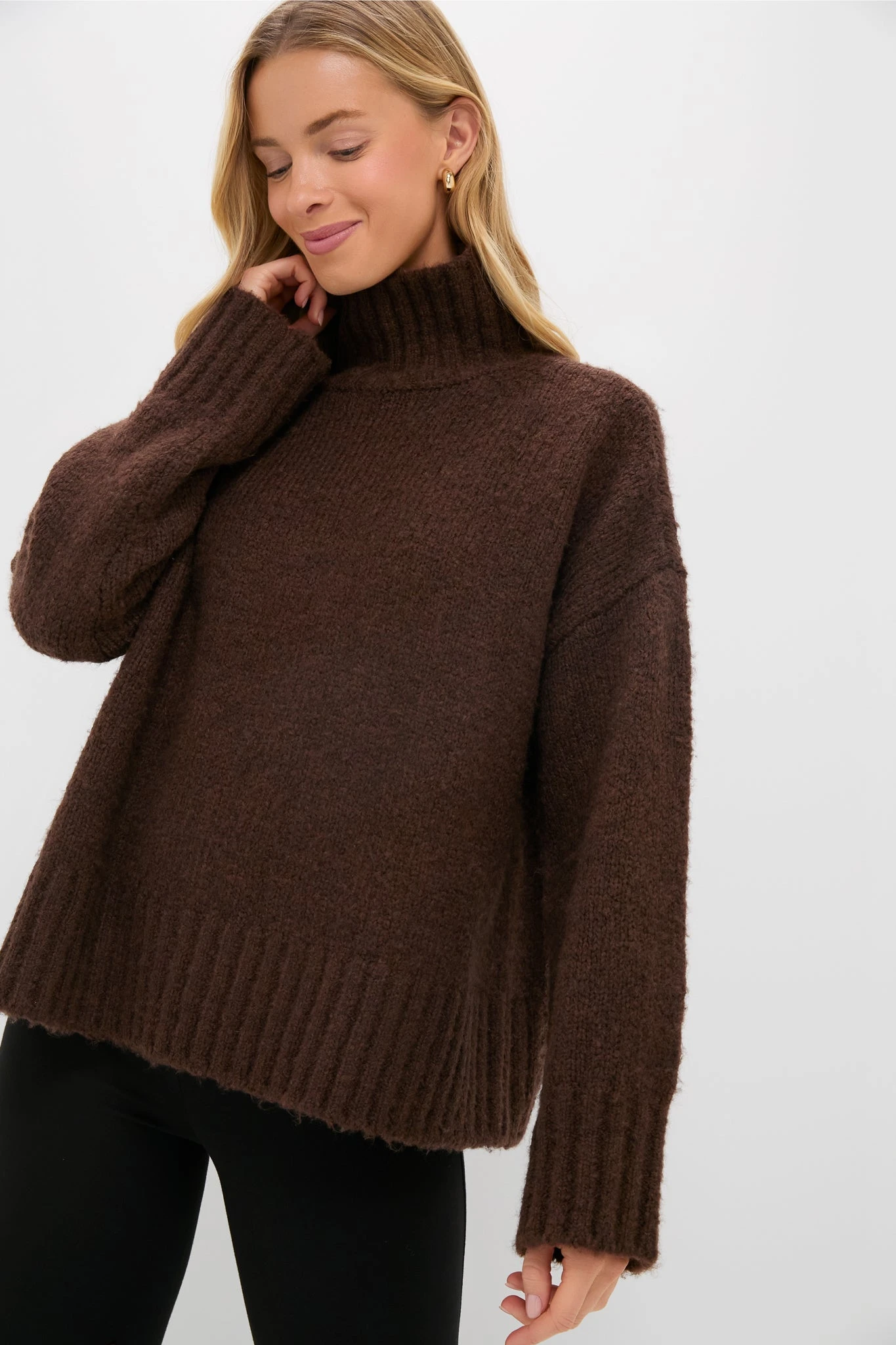 Chocolate Boucle Hannah Turtleneck Sweater 3 Chocolate Boucle Hannah Turtleneck Sweater