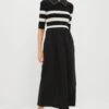 Black And Ivory Stripe Short Sleeve Marina Dress