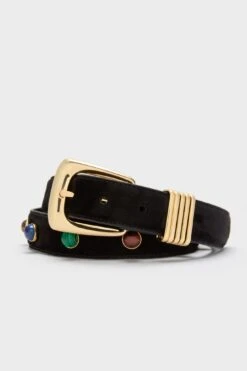 Veronica Beard Black Stone Embellished Harness Belt