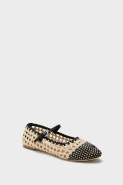 Staud Cream And Black Mary Jane Nell Flat