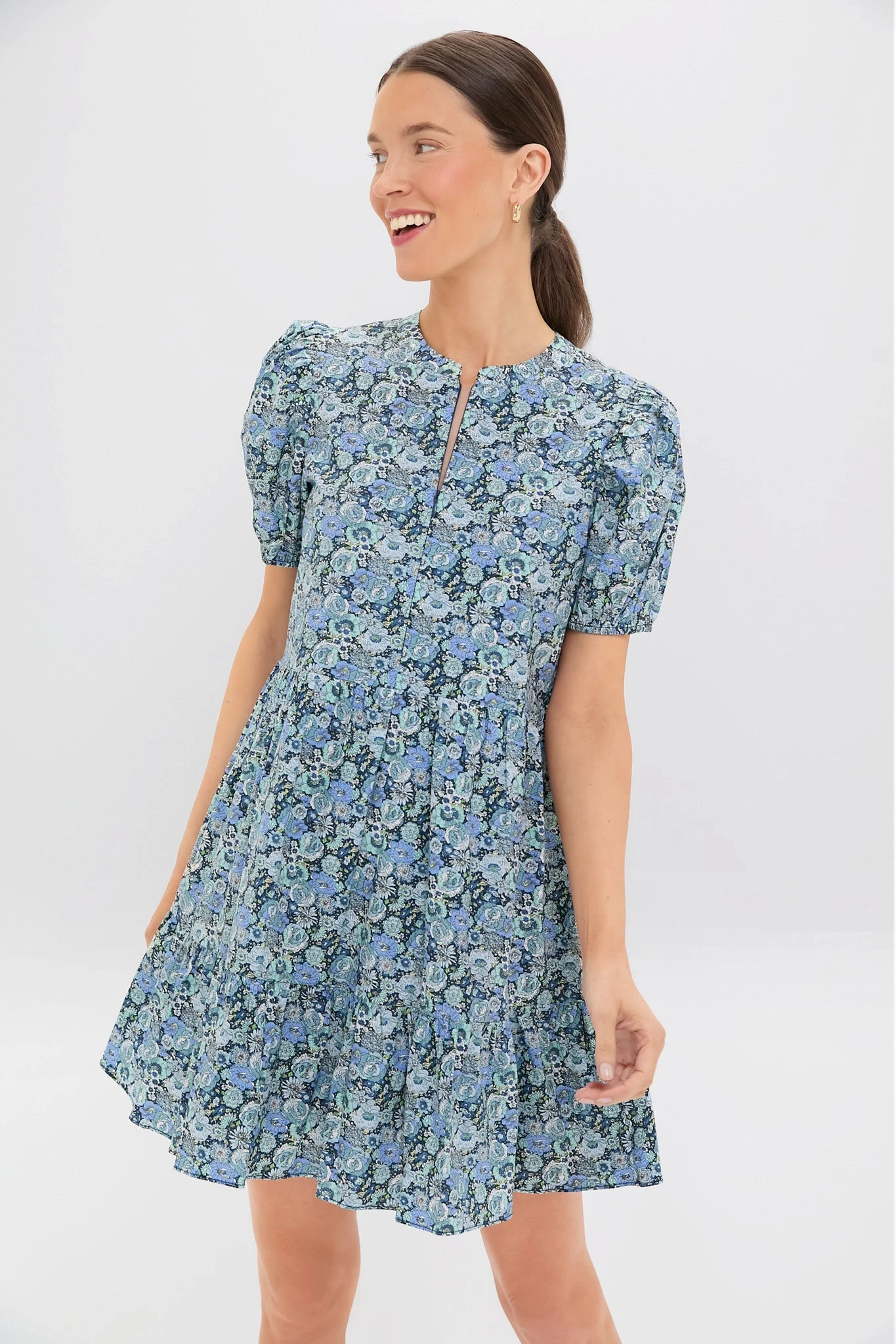 Light Blue Ditsy Floral Zip Front Ellie Mini Dress 3 Light Blue Ditsy Floral Zip Front Ellie Mini Dress