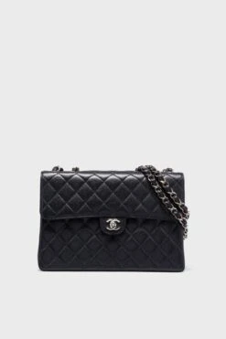 CHANEL Navy Caviar Maxi Flap Shoulder Bag