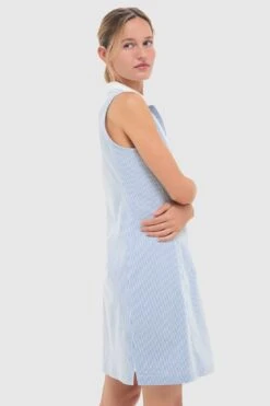 Blue And White Stripe Performance Seersucker Briar Golf Dress -Urban Motion EAxq5IApQqPcxR9h8zptdB1HsCZNcIHq 1