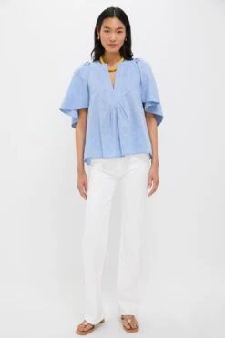 Chambray Finley Flutter Sleeve Top -Urban Motion EWuEeyvCytuqbqILVPS1rIljpD4Y6Sri 1