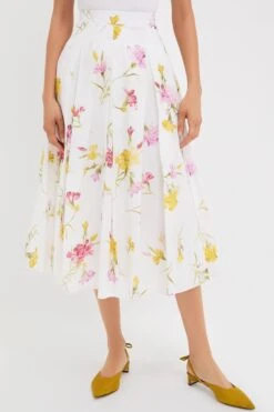 Erdem Dancing Carnation Multi Pleated Midi Skirt