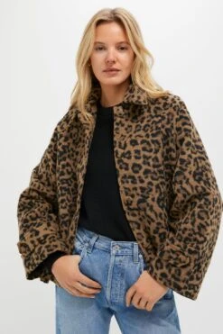 Brushed Wool Leopard Drew Short Trench Coat