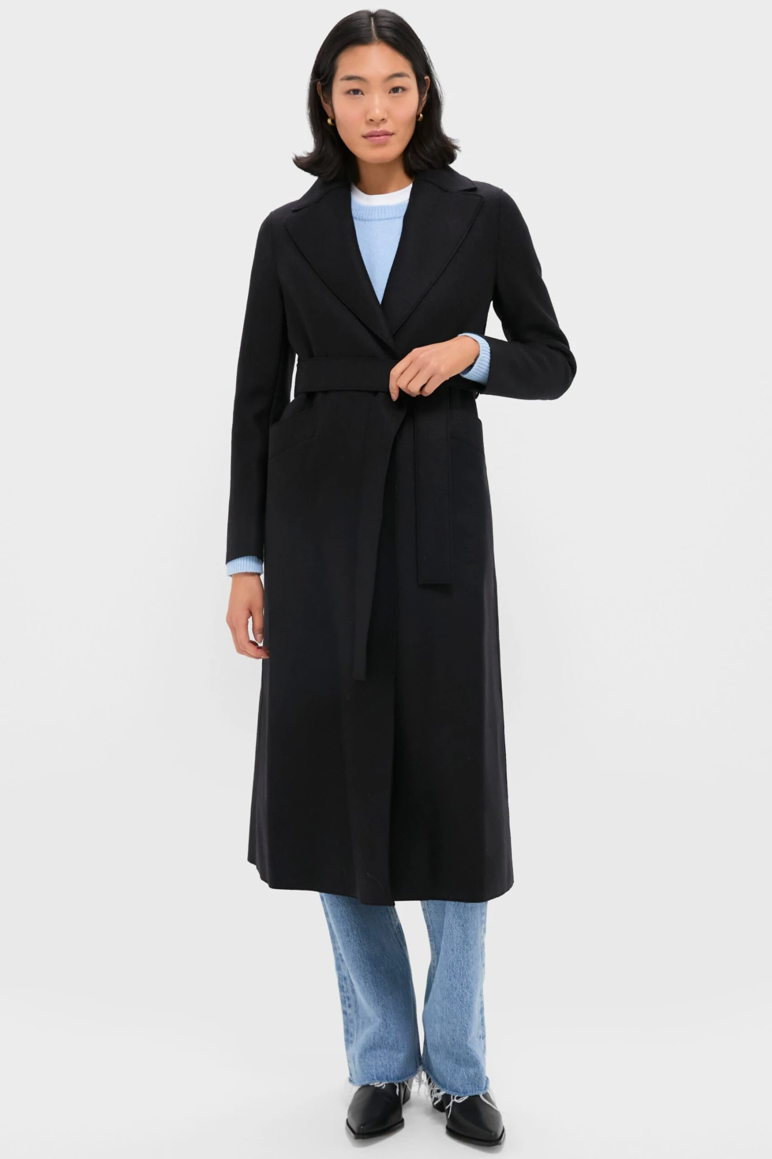 HARRIS WHARF LONDON Black Pressed Wool Long Maxi Coat 3 HARRIS WHARF LONDON Black Pressed Wool Long Maxi Coat