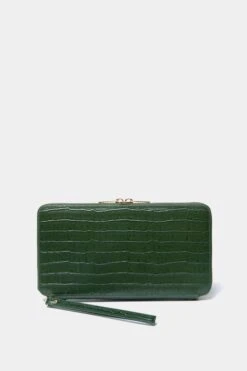 Green Croc Travel Wallet