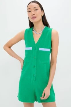 Green Terrycloth Myla Romper Coverup