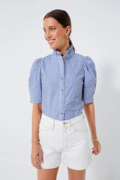 Blue Striped Alicia Blouse -Urban Motion I7LfnSfecxRTzARBXQ00i30j4LKXcZQb 1
