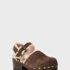 Tory Burch Deep Espresso Shearling Clog