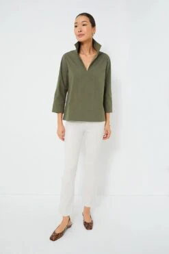 Olive Green Margot Stand Collar Blouse -Urban Motion JvUYPEfwmlzilYAl1YOOM9LWBCWOwaZT 1