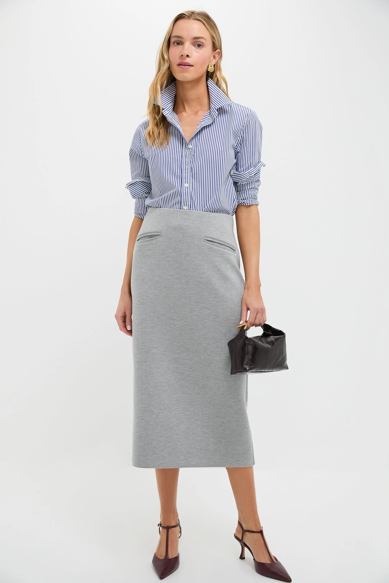 Gray Herringbone Rosewell Midi Skirt 3 Gray Herringbone Rosewell Midi Skirt