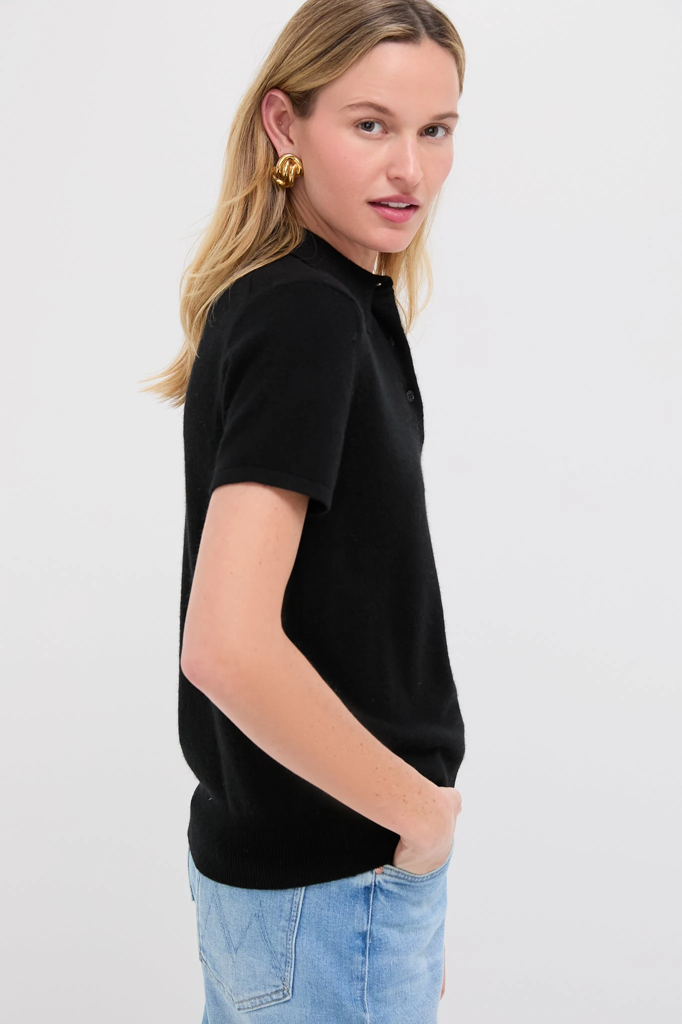 Black Cashmere Short Sleeve Polo 5 Black Cashmere Short Sleeve Polo - Image 3