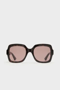 Havana Gucci Logo Squared Sunglasses