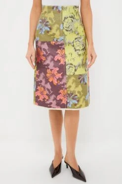 Multi Adriana Jacquard Midi Skirt