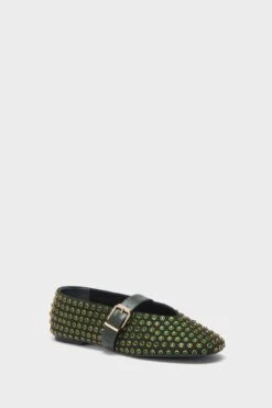 Schutz Garden Green Eliza Shine Flats