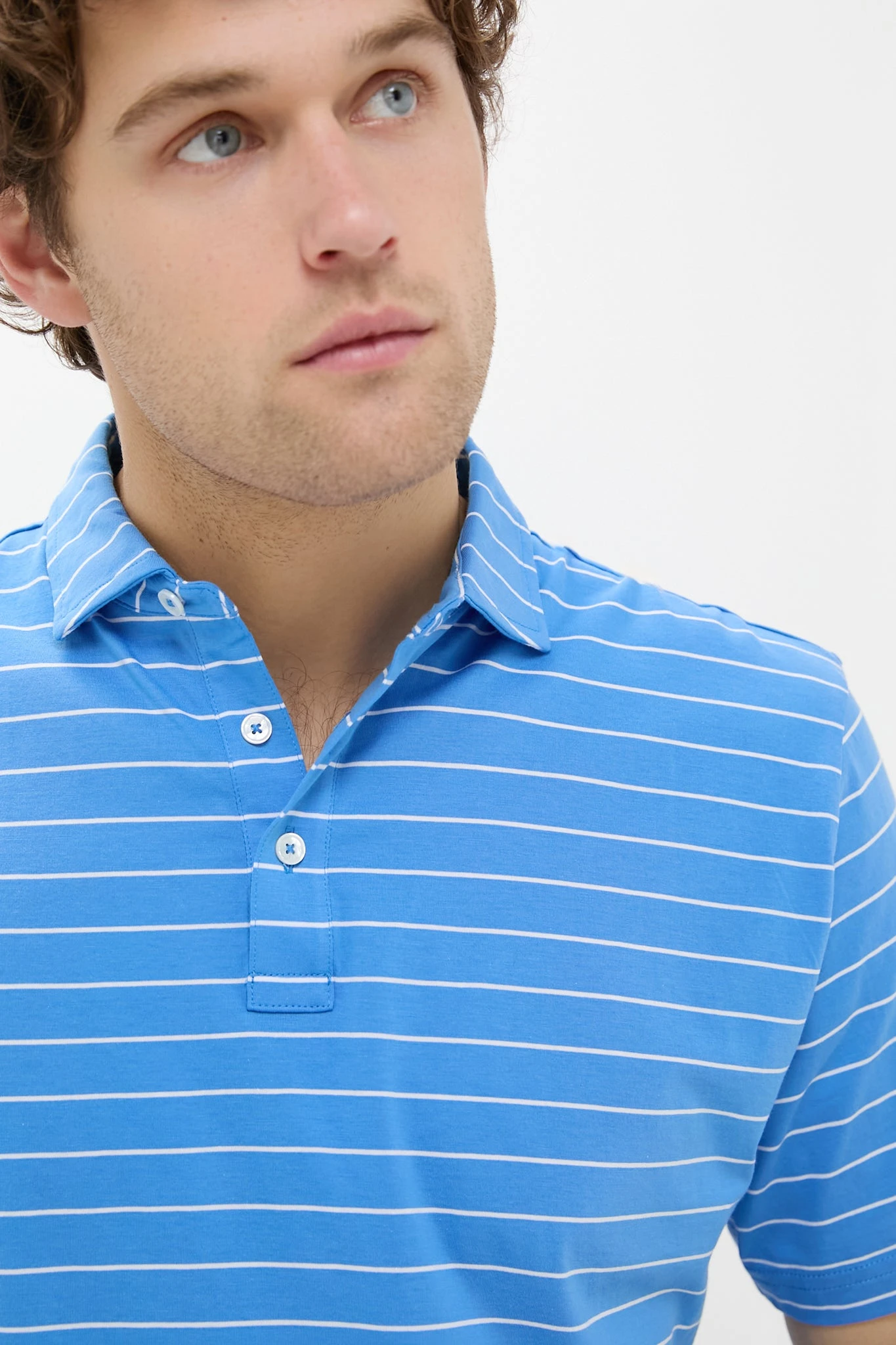 Peter Millar Blue Poppy Crown Comfort Ross Stripe Polo 7 Peter Millar Blue Poppy Crown Comfort Ross Stripe Polo - Image 5